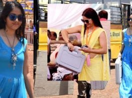 Women Blue Dress at Election